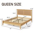 Solid Wood High Headboard and Charging Station Bed Frame, Queen