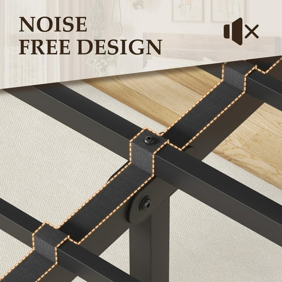 Fluest Queen Size Bed Frame with Headboard and Footboard,Metal Support,No Box Spring Needed, Rustic Brown