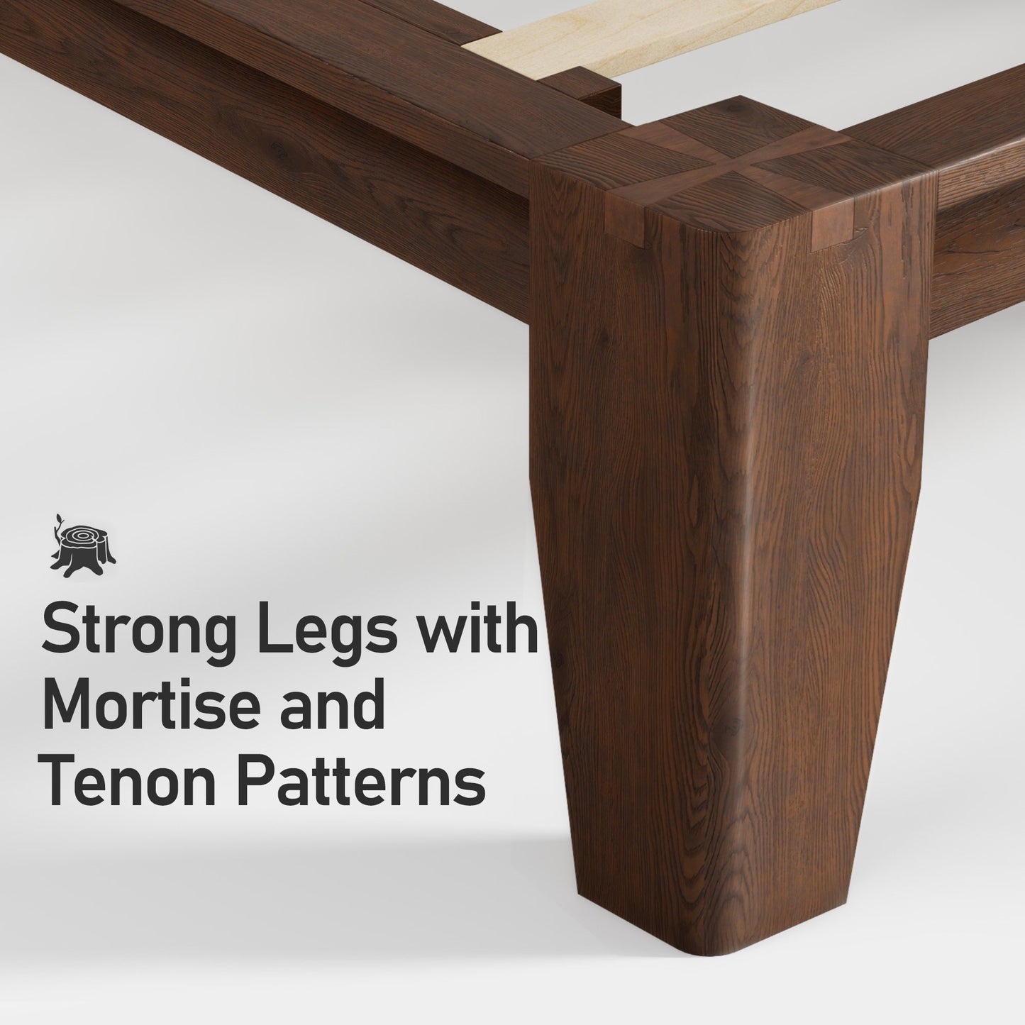 Queen Platform Bed Frame, Premium Solid Wood, Sturdy Structure, 3.78” Thickened Components & 14” Height Legs, Easy to Assemble, Mortise & Tenon Joints