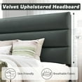 Fluest Full Bed Frame with Velvet Upholstered Headboard, Metal Support, No Box Spring Needed, Noise Free, Easy Assembly, Grey