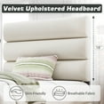 Fluest Twin Bed Frame with Velvet Upholstered Headboard, Metal Support, No Box Spring Needed, Noise Free, Easy Assembly, Beige