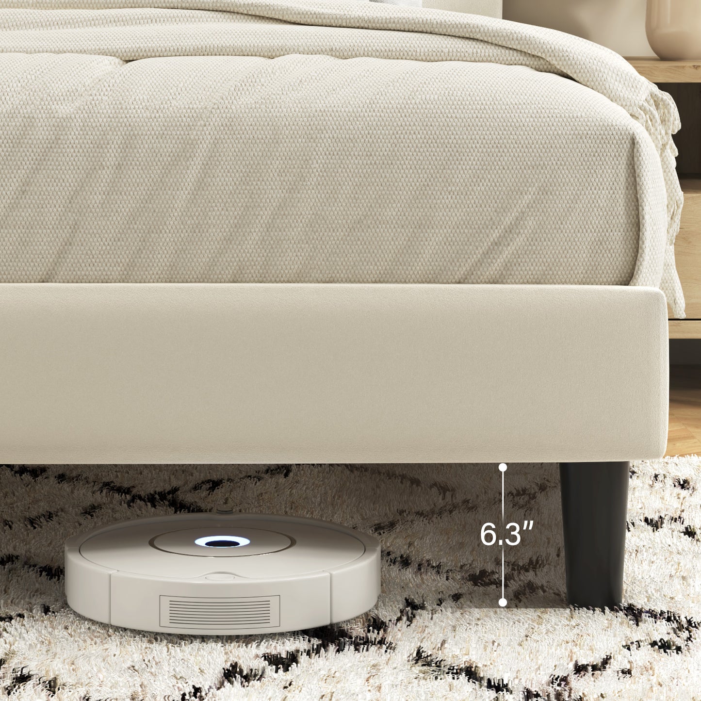 Fluest Bed Frame, Platform Bed Frame with Velvet Upholstered Headboard, No Box Spring Needed, Sturdy Metal Support, Noise Free, Easy Assembly, Modern Bedroom Furniture