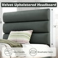 Fluest Twin Bed Frame with Velvet Upholstered Headboard, Metal Support, No Box Spring Needed, Noise Free, Easy Assembly, Grey