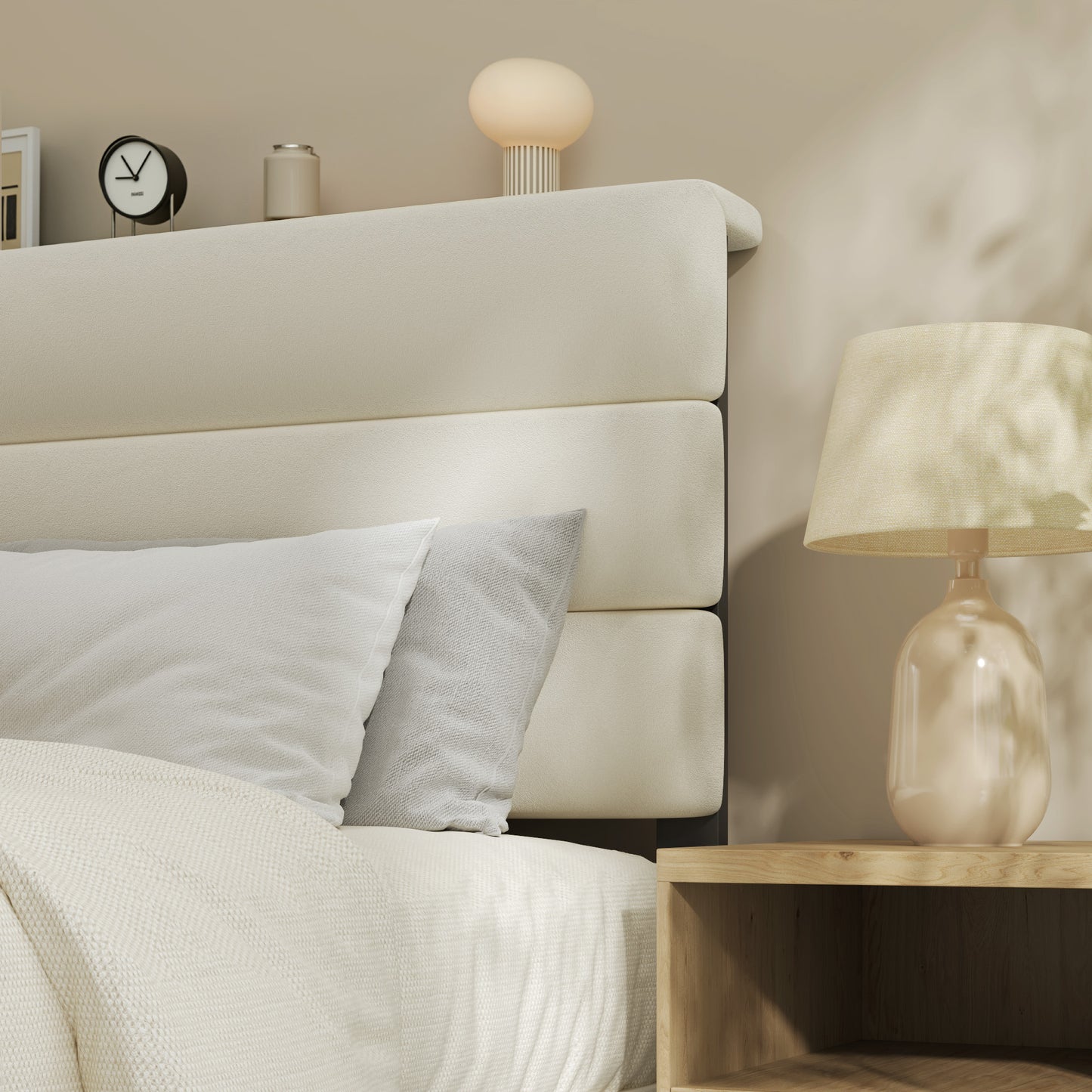 Fluest Bed Frame, Platform Bed Frame with Velvet Upholstered Headboard, No Box Spring Needed, Sturdy Metal Support, Noise Free, Easy Assembly, Modern Bedroom Furniture