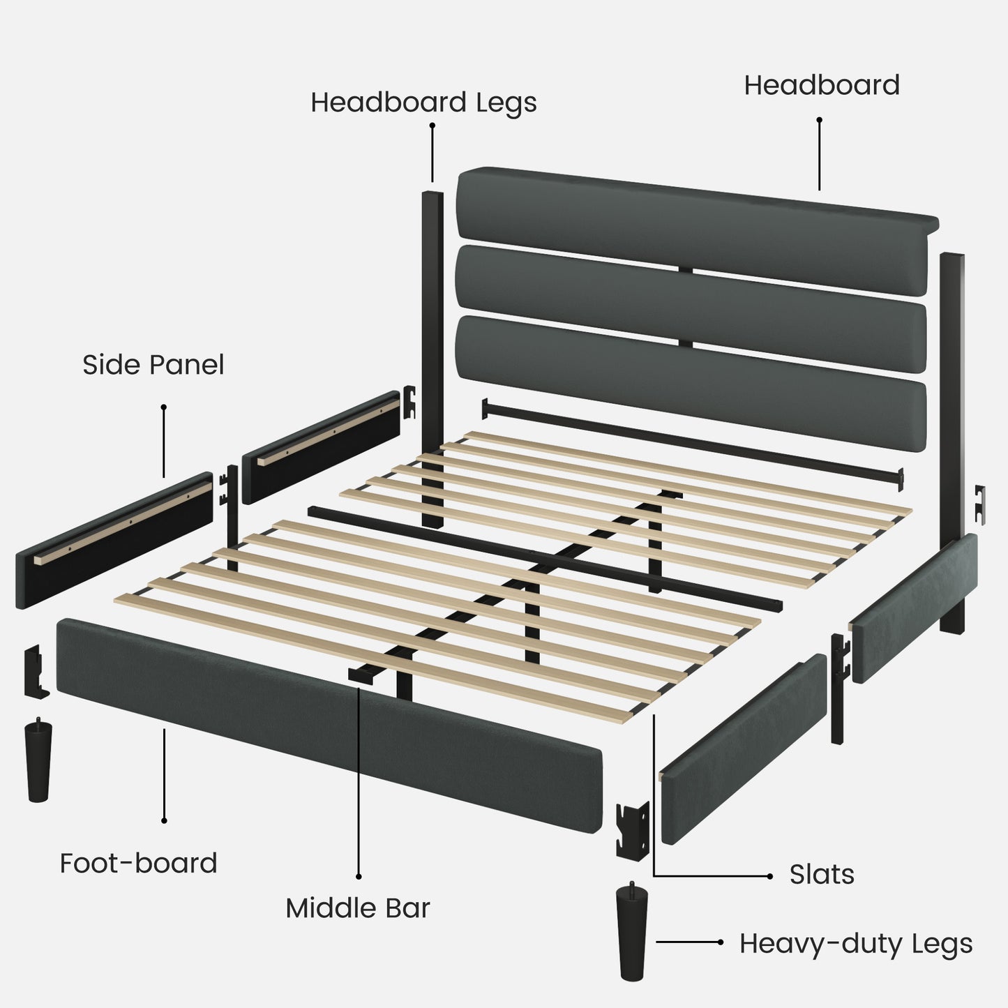 Fluest Bed Frame, Platform Bed Frame with Velvet Upholstered Headboard, No Box Spring Needed, Sturdy Metal Support, Noise Free, Easy Assembly, Modern Bedroom Furniture