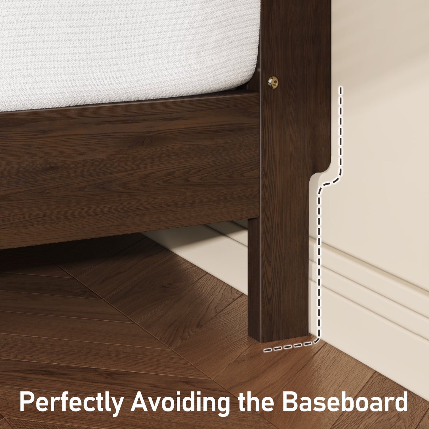 Solid Wood High Headboard and Charging Station Solid Wood Bed Frame, Queen