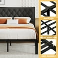 Linen Upholstered Bed Frame with Headboard, All Metal Slats Support, Queen Size