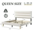 Fluest Queen Bed Frame with Velvet Upholstered Headboard, Metal Support, No Box Spring Needed, Noise Free, Easy Assembly, Beige