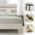 Fluest Queen Bed Frame with Velvet Upholstered Headboard, Metal Support, No Box Spring Needed, Noise Free, Easy Assembly, Beige
