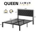 Linen Upholstered Bed Frame with Headboard, All Metal Slats Support, Queen Size