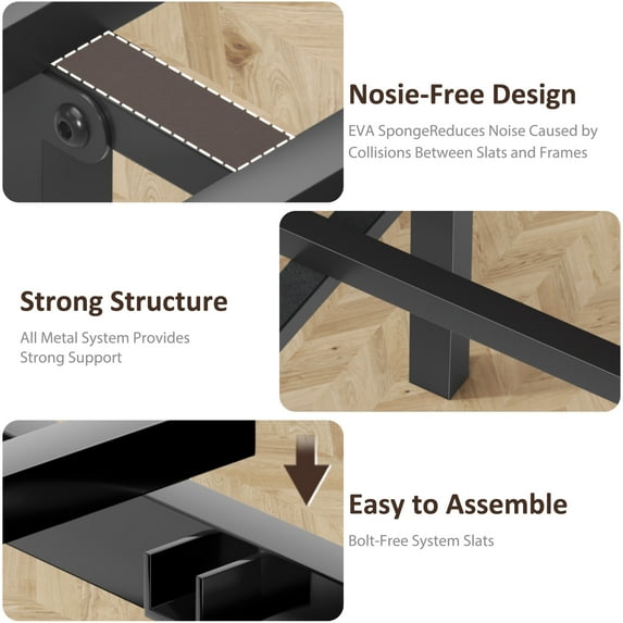 Fluest Full Size Bed Frame with Headboard and Footboard,Metal Support,No Box Spring Needed, Rustic Brown